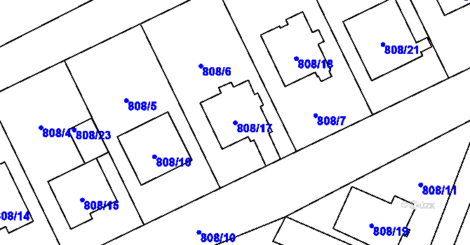 Parcela st. 808/17 v KÚ Kravaře ve Slezsku, Katastrální mapa