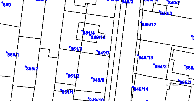 Parcela st. 849/7 v KÚ Kravaře ve Slezsku, Katastrální mapa