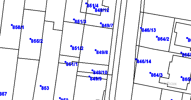 Parcela st. 849/8 v KÚ Kravaře ve Slezsku, Katastrální mapa