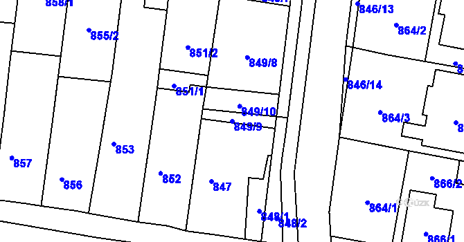 Parcela st. 849/9 v KÚ Kravaře ve Slezsku, Katastrální mapa