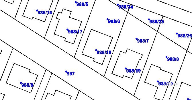 Parcela st. 988/18 v KÚ Kravaře ve Slezsku, Katastrální mapa