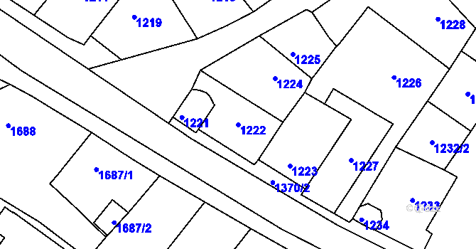 Parcela st. 1222 v KÚ Kravaře ve Slezsku, Katastrální mapa