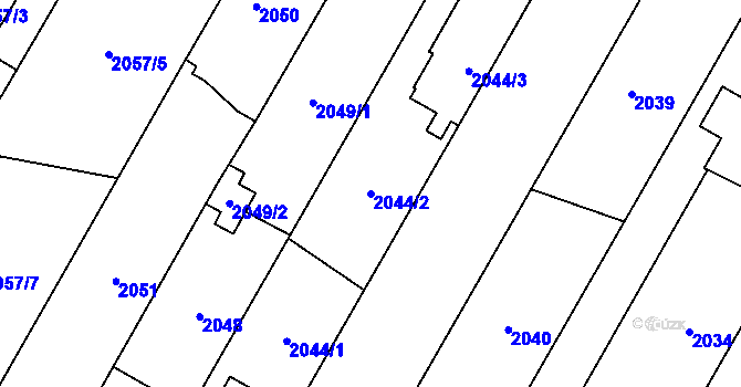 Parcela st. 2044/2 v KÚ Kravaře ve Slezsku, Katastrální mapa
