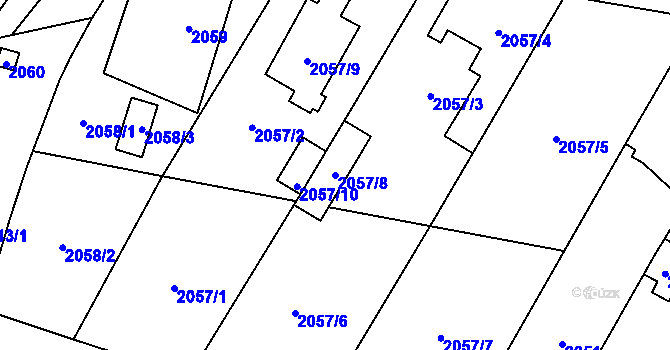 Parcela st. 2057/8 v KÚ Kravaře ve Slezsku, Katastrální mapa