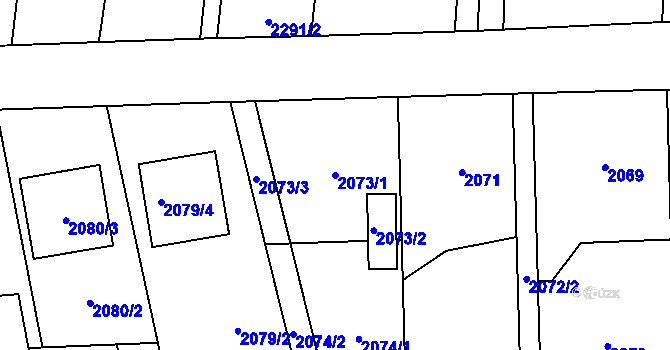 Parcela st. 2073/1 v KÚ Kravaře ve Slezsku, Katastrální mapa