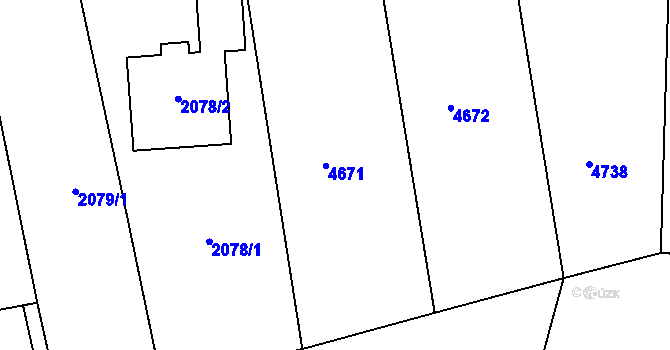 Parcela st. 2077/6 v KÚ Kravaře ve Slezsku, Katastrální mapa