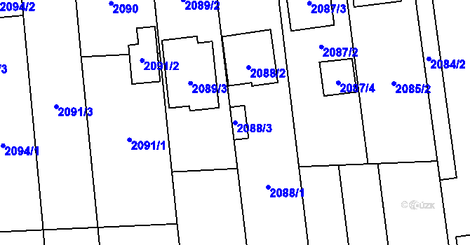 Parcela st. 2088/3 v KÚ Kravaře ve Slezsku, Katastrální mapa