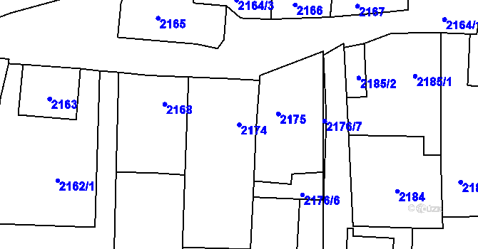 Parcela st. 2174 v KÚ Kravaře ve Slezsku, Katastrální mapa