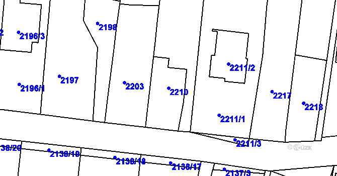 Parcela st. 2210 v KÚ Kravaře ve Slezsku, Katastrální mapa