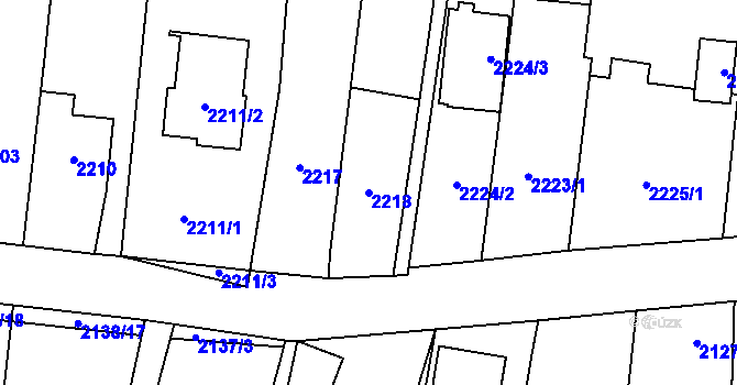 Parcela st. 2218 v KÚ Kravaře ve Slezsku, Katastrální mapa