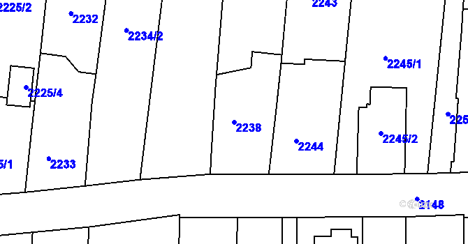 Parcela st. 2238 v KÚ Kravaře ve Slezsku, Katastrální mapa