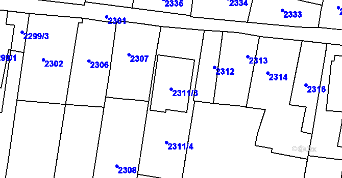 Parcela st. 2311/3 v KÚ Kravaře ve Slezsku, Katastrální mapa
