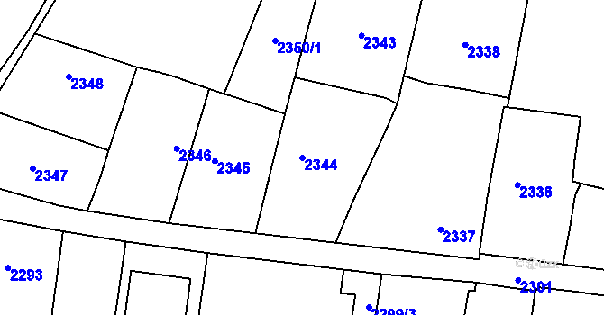 Parcela st. 2344 v KÚ Kravaře ve Slezsku, Katastrální mapa