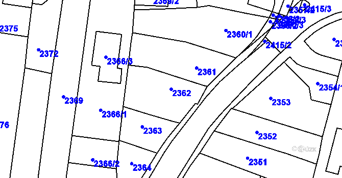 Parcela st. 2362 v KÚ Kravaře ve Slezsku, Katastrální mapa
