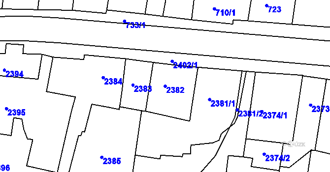 Parcela st. 2382 v KÚ Kravaře ve Slezsku, Katastrální mapa