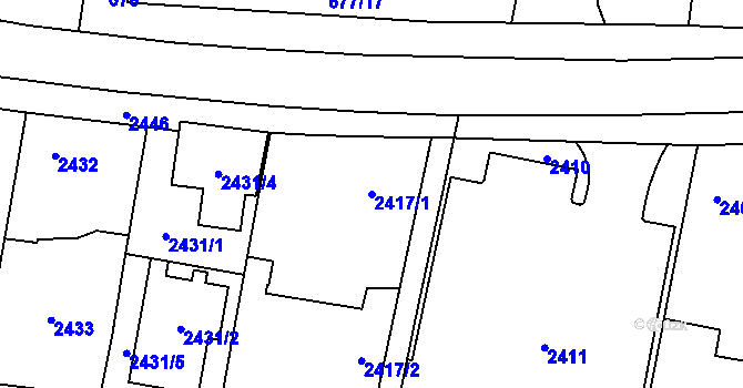 Parcela st. 2417/1 v KÚ Kravaře ve Slezsku, Katastrální mapa