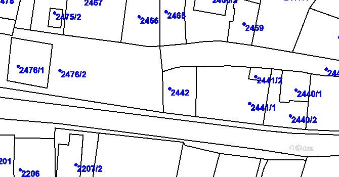Parcela st. 2442 v KÚ Kravaře ve Slezsku, Katastrální mapa