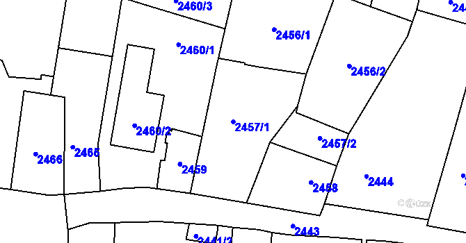 Parcela st. 2457/1 v KÚ Kravaře ve Slezsku, Katastrální mapa