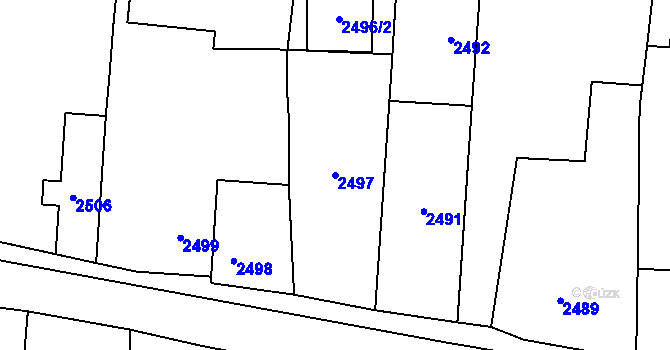 Parcela st. 2497 v KÚ Kravaře ve Slezsku, Katastrální mapa
