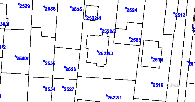 Parcela st. 2522/3 v KÚ Kravaře ve Slezsku, Katastrální mapa