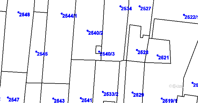 Parcela st. 2540/3 v KÚ Kravaře ve Slezsku, Katastrální mapa