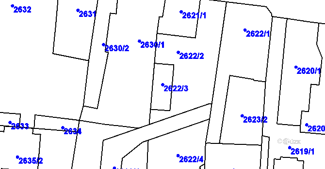 Parcela st. 2622/3 v KÚ Kravaře ve Slezsku, Katastrální mapa