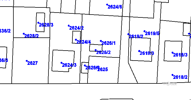 Parcela st. 2626/2 v KÚ Kravaře ve Slezsku, Katastrální mapa