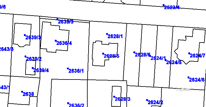 Parcela st. 2628/5 v KÚ Kravaře ve Slezsku, Katastrální mapa