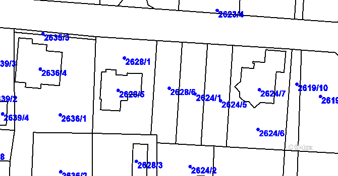 Parcela st. 2628/6 v KÚ Kravaře ve Slezsku, Katastrální mapa