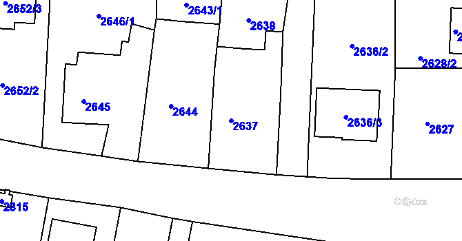 Parcela st. 2637 v KÚ Kravaře ve Slezsku, Katastrální mapa