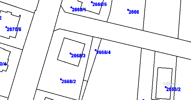 Parcela st. 2668/4 v KÚ Kravaře ve Slezsku, Katastrální mapa