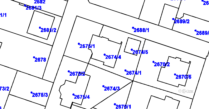 Parcela st. 2674/4 v KÚ Kravaře ve Slezsku, Katastrální mapa