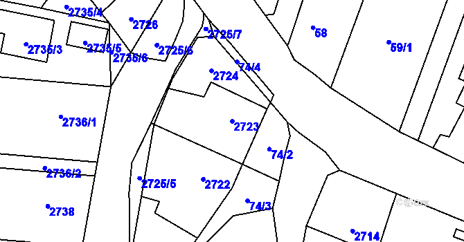Parcela st. 2723 v KÚ Kravaře ve Slezsku, Katastrální mapa