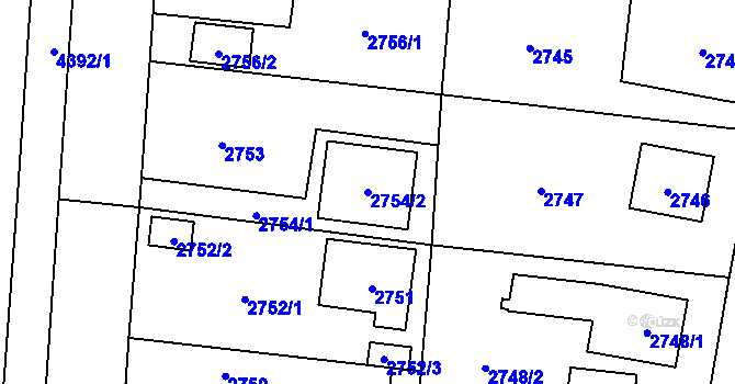 Parcela st. 2754/2 v KÚ Kravaře ve Slezsku, Katastrální mapa