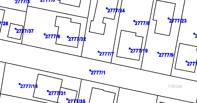 Parcela st. 2777/7 v KÚ Kravaře ve Slezsku, Katastrální mapa