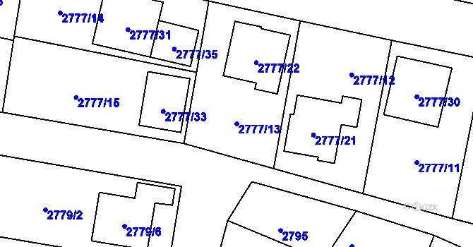Parcela st. 2777/13 v KÚ Kravaře ve Slezsku, Katastrální mapa
