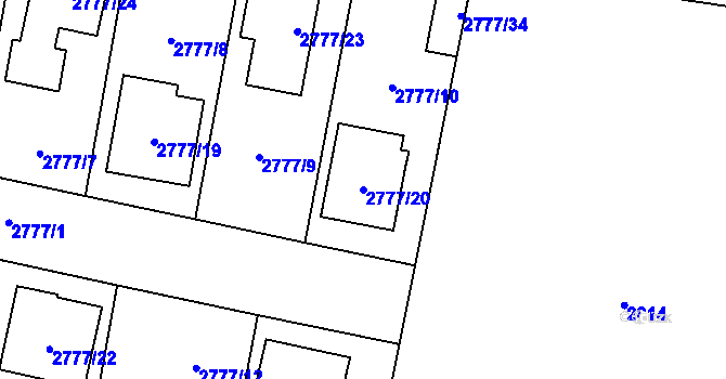 Parcela st. 2777/20 v KÚ Kravaře ve Slezsku, Katastrální mapa