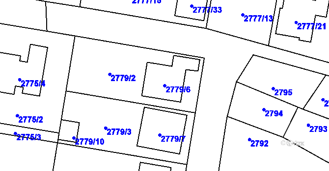 Parcela st. 2779/6 v KÚ Kravaře ve Slezsku, Katastrální mapa