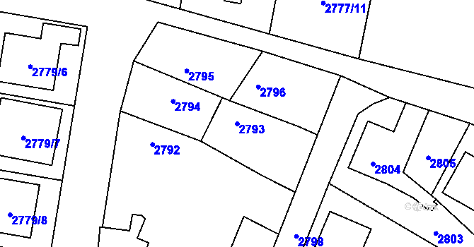 Parcela st. 2793 v KÚ Kravaře ve Slezsku, Katastrální mapa