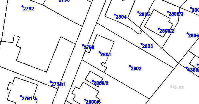 Parcela st. 2801 v KÚ Kravaře ve Slezsku, Katastrální mapa