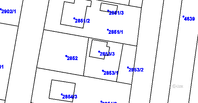 Parcela st. 2853/3 v KÚ Kravaře ve Slezsku, Katastrální mapa