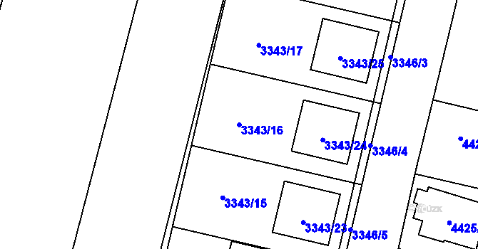 Parcela st. 3343/16 v KÚ Kravaře ve Slezsku, Katastrální mapa
