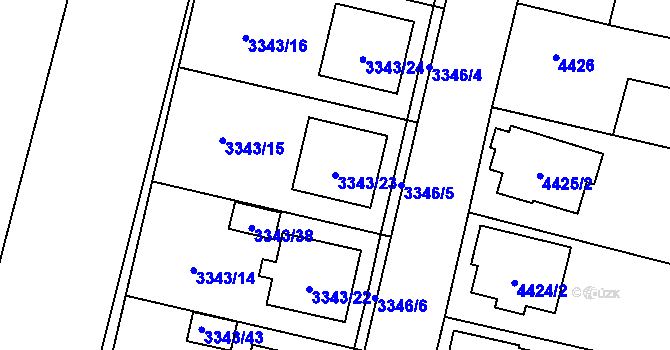 Parcela st. 3343/23 v KÚ Kravaře ve Slezsku, Katastrální mapa