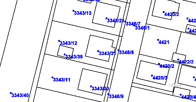 Parcela st. 3343/31 v KÚ Kravaře ve Slezsku, Katastrální mapa