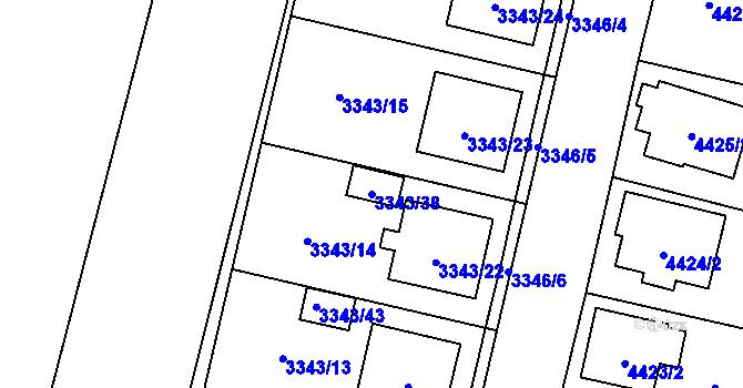 Parcela st. 3343/38 v KÚ Kravaře ve Slezsku, Katastrální mapa