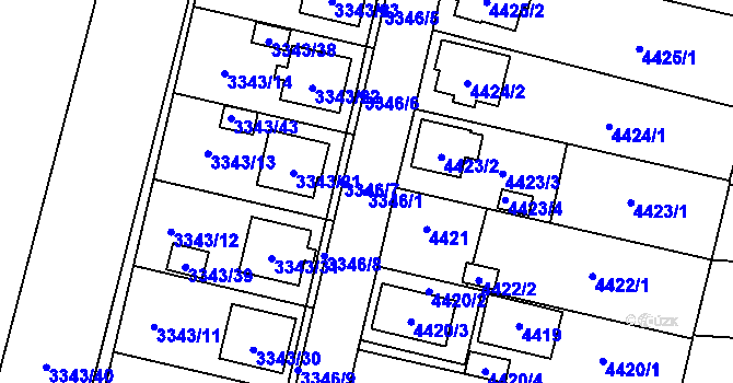 Parcela st. 3346 v KÚ Kravaře ve Slezsku, Katastrální mapa