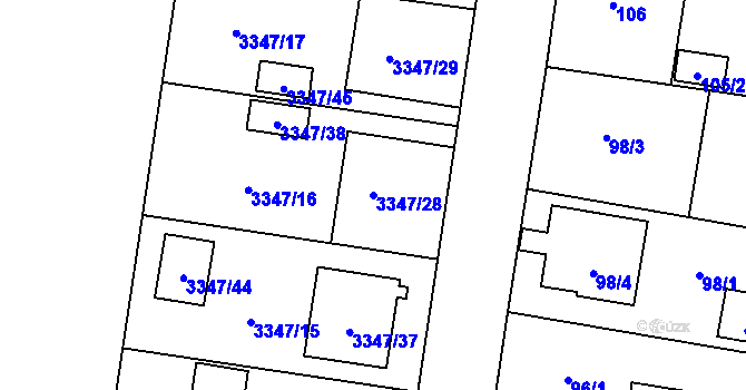 Parcela st. 3347/28 v KÚ Kravaře ve Slezsku, Katastrální mapa
