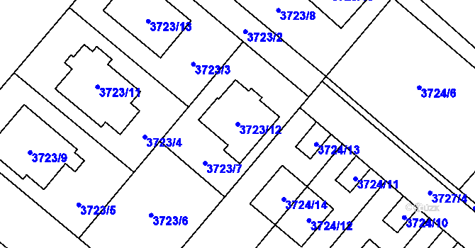 Parcela st. 3723/12 v KÚ Kravaře ve Slezsku, Katastrální mapa