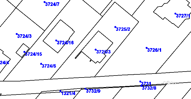 Parcela st. 3725/3 v KÚ Kravaře ve Slezsku, Katastrální mapa
