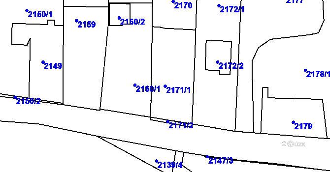 Parcela st. 2171/1 v KÚ Kravaře ve Slezsku, Katastrální mapa